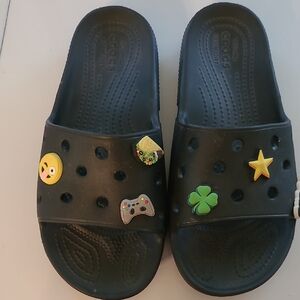 Size 8M or 10W Crocs Black Slide Sandals